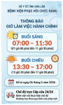THÔNG BÁO GIỜ LÀM VIỆC CHÍNH THỨC